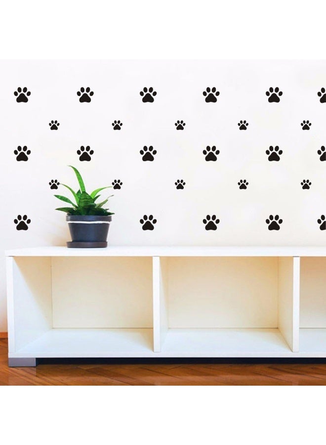 JURUOXIN 49 Pieces/Set Dog Paws Wall Decals Vinyl Pawprints Sticker Animal Footprint Wall Art Decoration for Kids Boy Girl Baby Nursery Bedroom Living Room Animal Tracks Decor YMX21 (Black) - Image 4
